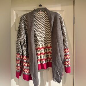 Xhilaration Gray and Pink Patterned Cardigan